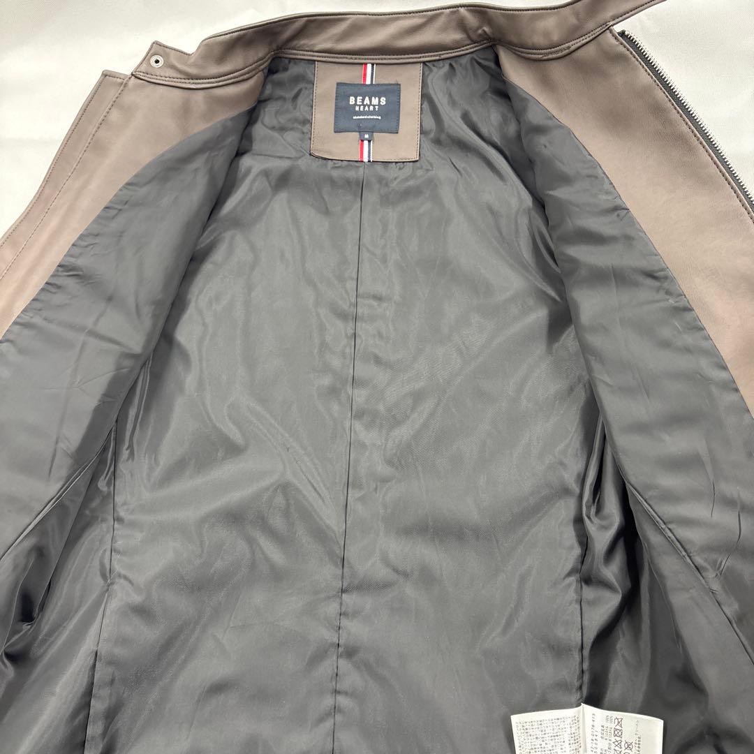 新品　BEAMS レザージャケット Mサイズシングル ライダース 革 茶色