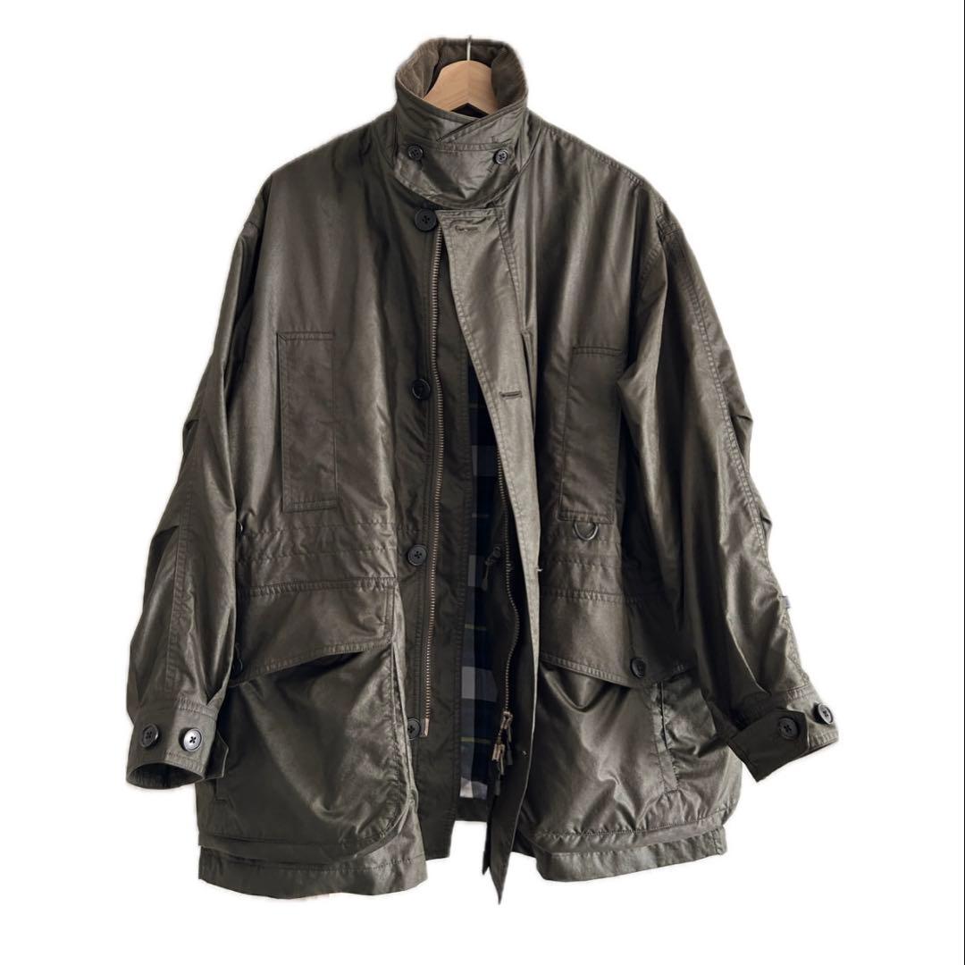 ミリタリー　カーキ　襟コーデュロイ　ジャケット