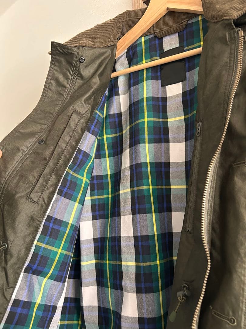 ミリタリー　カーキ　襟コーデュロイ　ジャケット