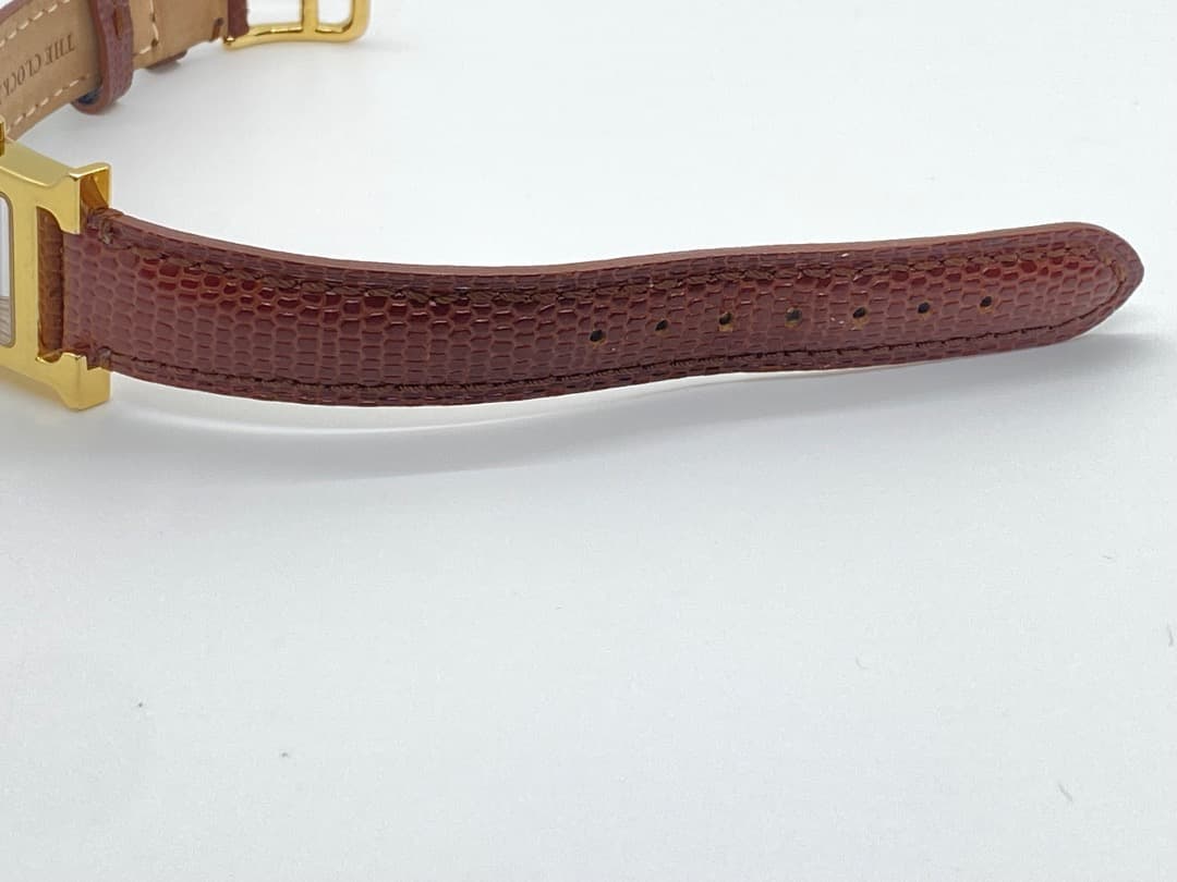 【新品電池】エルメス Hウォッチ HH1.201 ボルドー 赤 レッド ゴールド