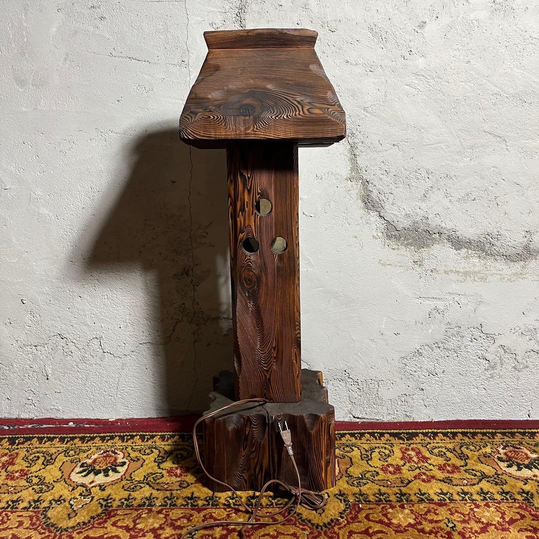 【激レア】杉材・和風行灯照明 天然木×竹細工×障子紙 灯籠 点灯確認済み