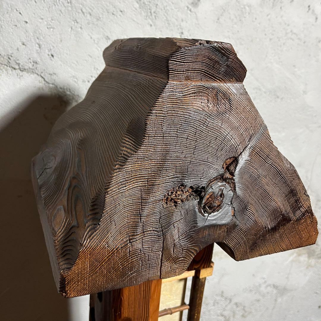 【激レア】杉材・和風行灯照明 天然木×竹細工×障子紙 灯籠 点灯確認済み