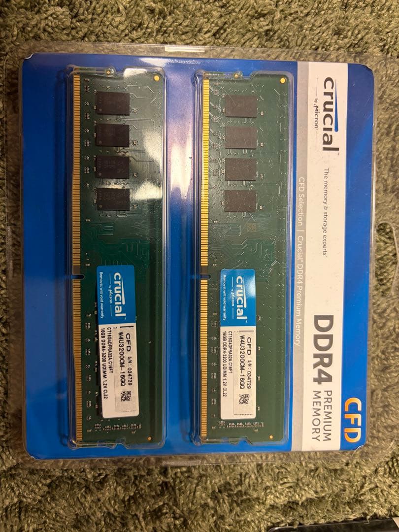 Crucial DDR4 3200 16GB ×2 計 32GB 【未開封】