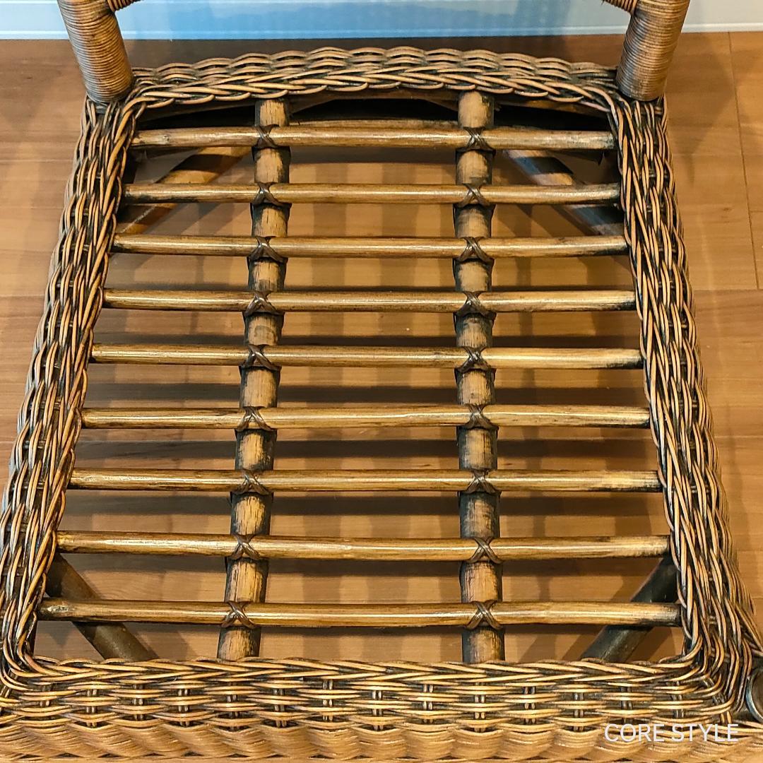 美品　KAZAMA 　ラタン　籐ソファ 　1人掛け　ラウンジチェア　A1