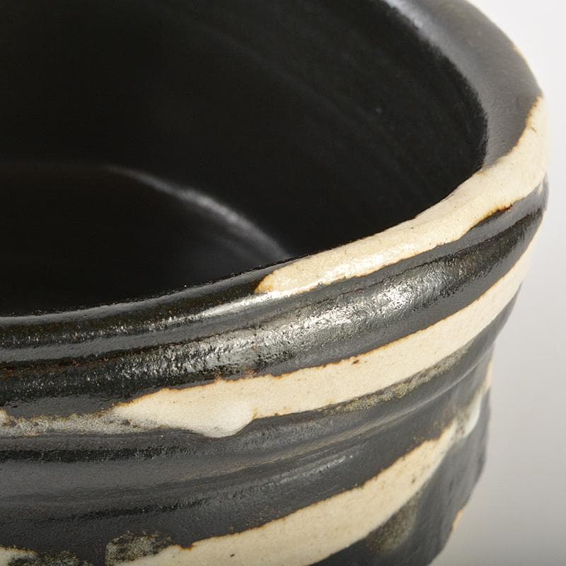 北大路魯山人作　織部焼　於里辺　茶碗　共布共箱　M　R7472