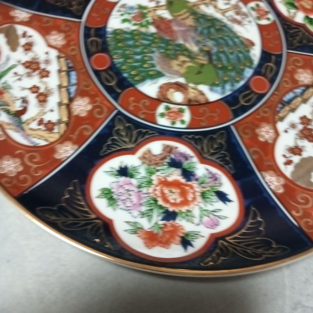 伊万里焼　秀峰作　大皿　飾り皿　孔雀図　3枚セット