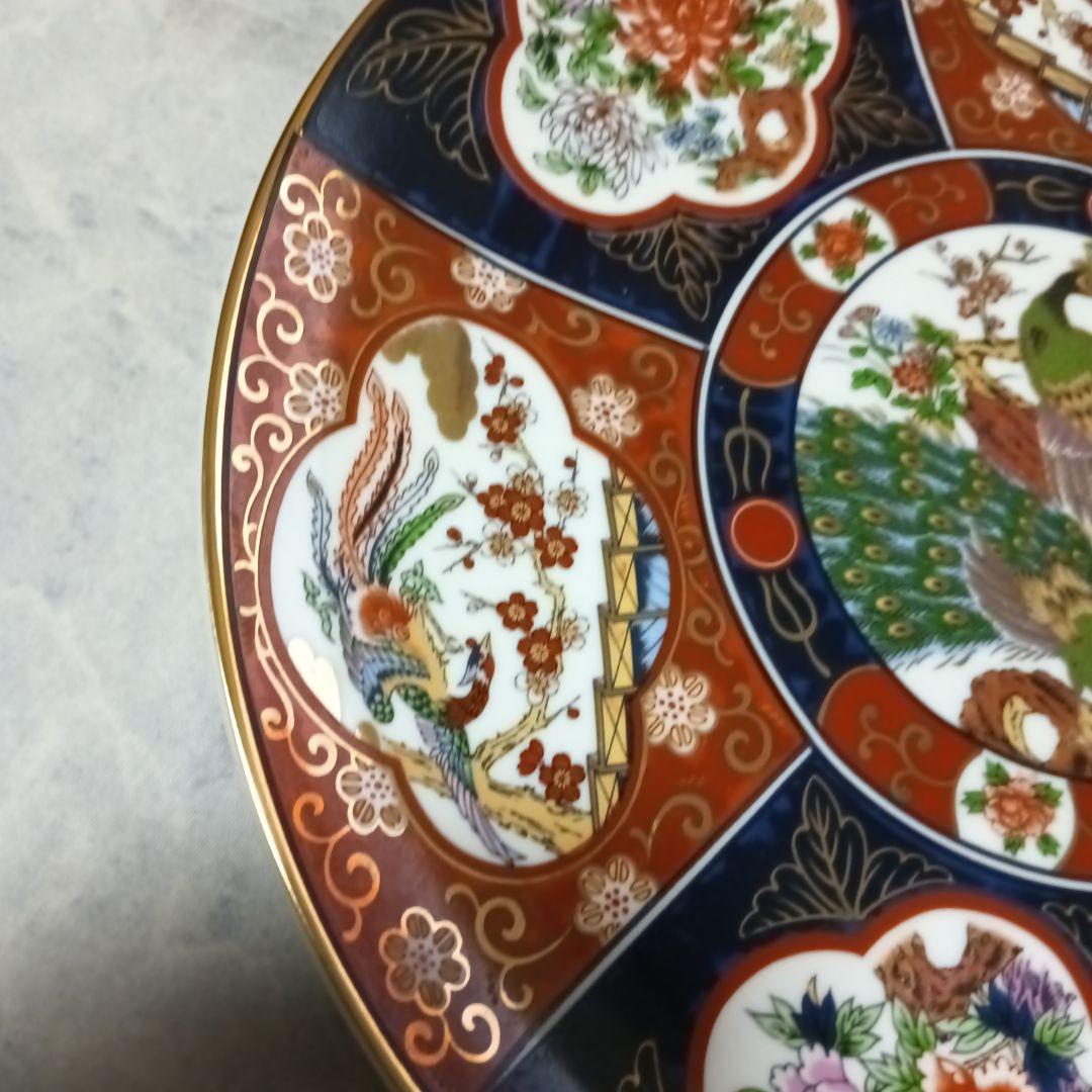 伊万里焼　秀峰作　大皿　飾り皿　孔雀図　3枚セット
