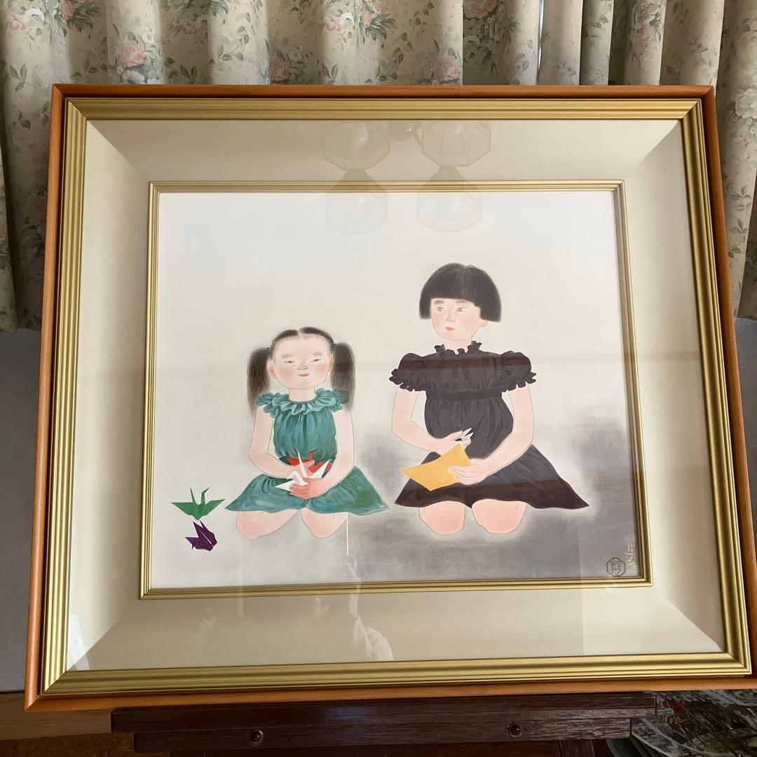 小倉遊亀　リトグラフ　「姉妹」