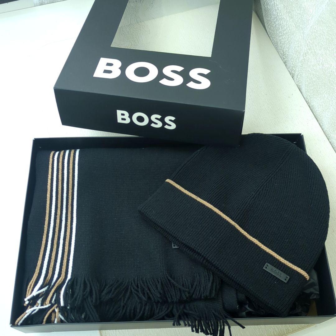BOSS ボス　ニット帽　マフラー　2点セット　ブラック