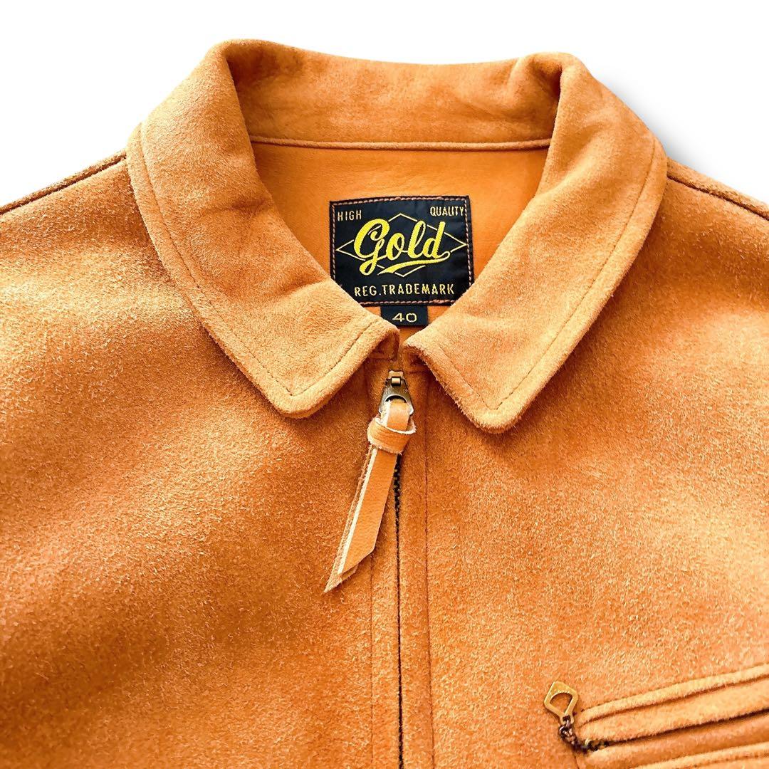 美品 Gold 東洋エンタープライズ ディアスキン スエード レザージャケット