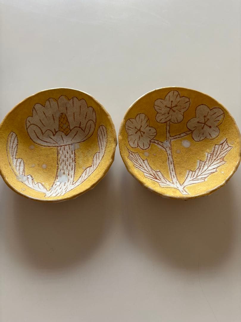 鹿児島暁　花柄陶器小皿2枚セット