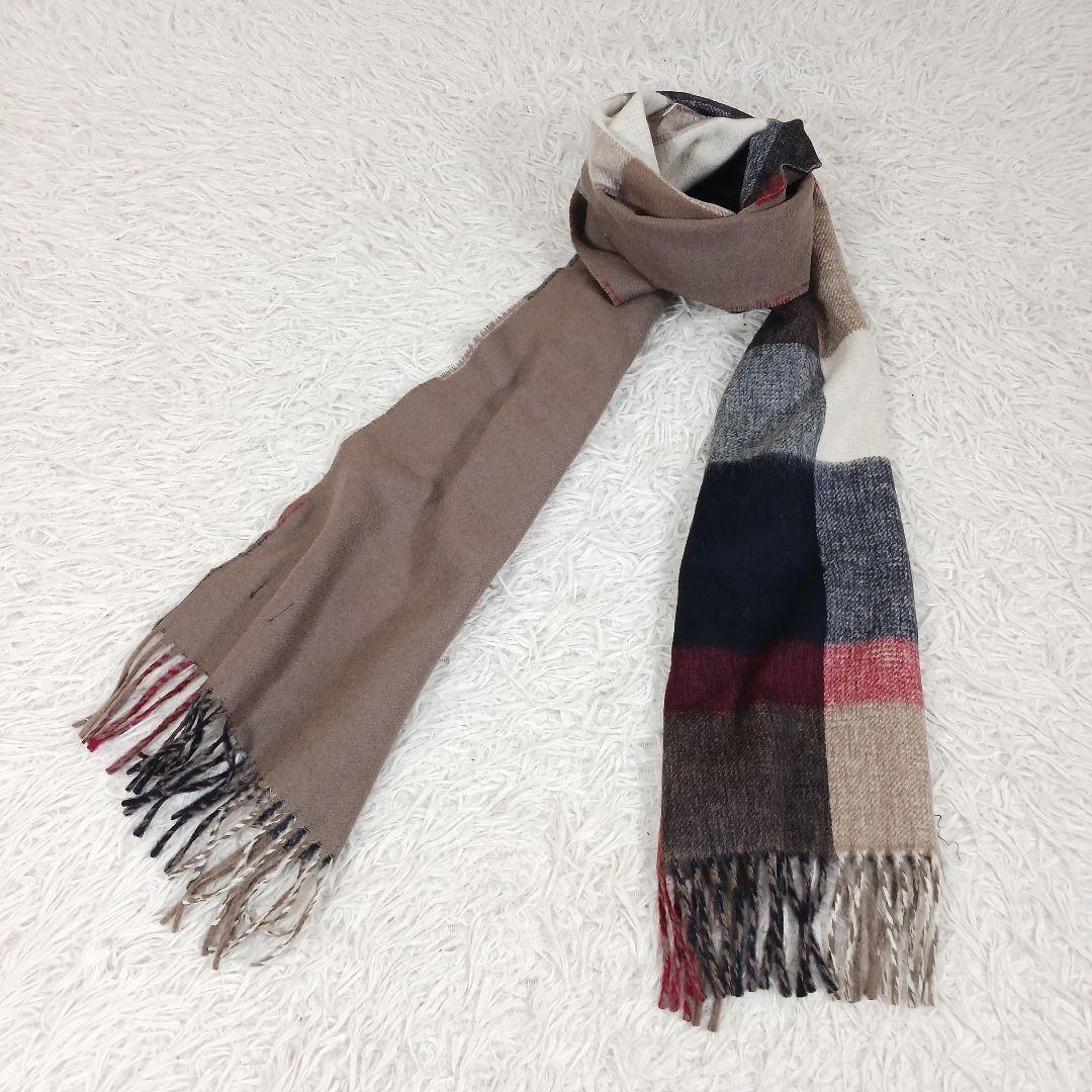 ✨新品✨ブラックレーベル　リバーシブル　カシミアマフラー　ベージュ×チェック