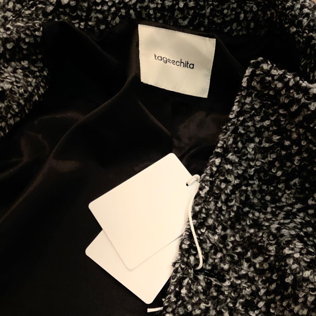 ⭐️新品⭐️tageechita ミックスカラーブークレウール ラペルロングコートM