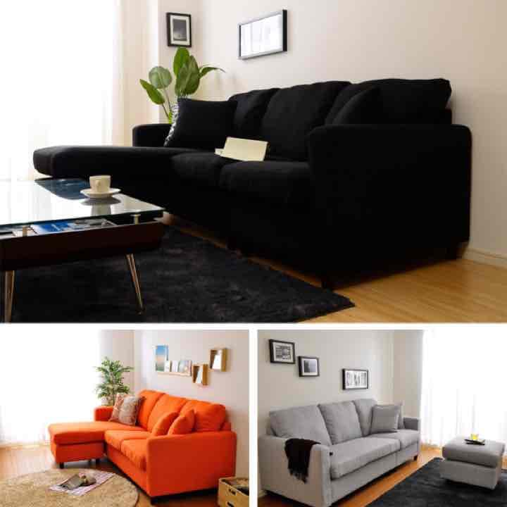 定価108000円のソファ！3人掛けカウチ　BK/BR/GN/GR/OR/RD