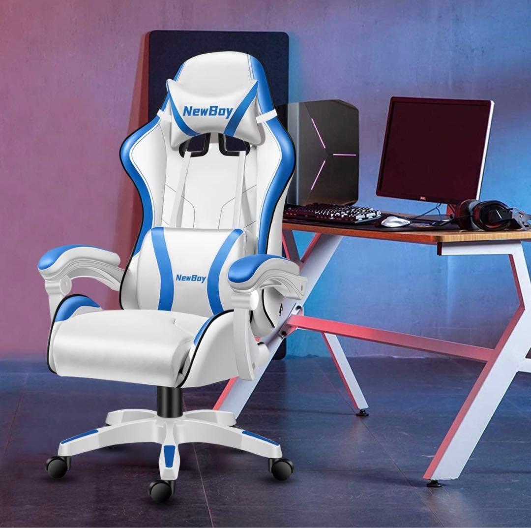 GTBoy ゲーミングチェア 椅子 デスクチェア  パソコンチェア 青と白