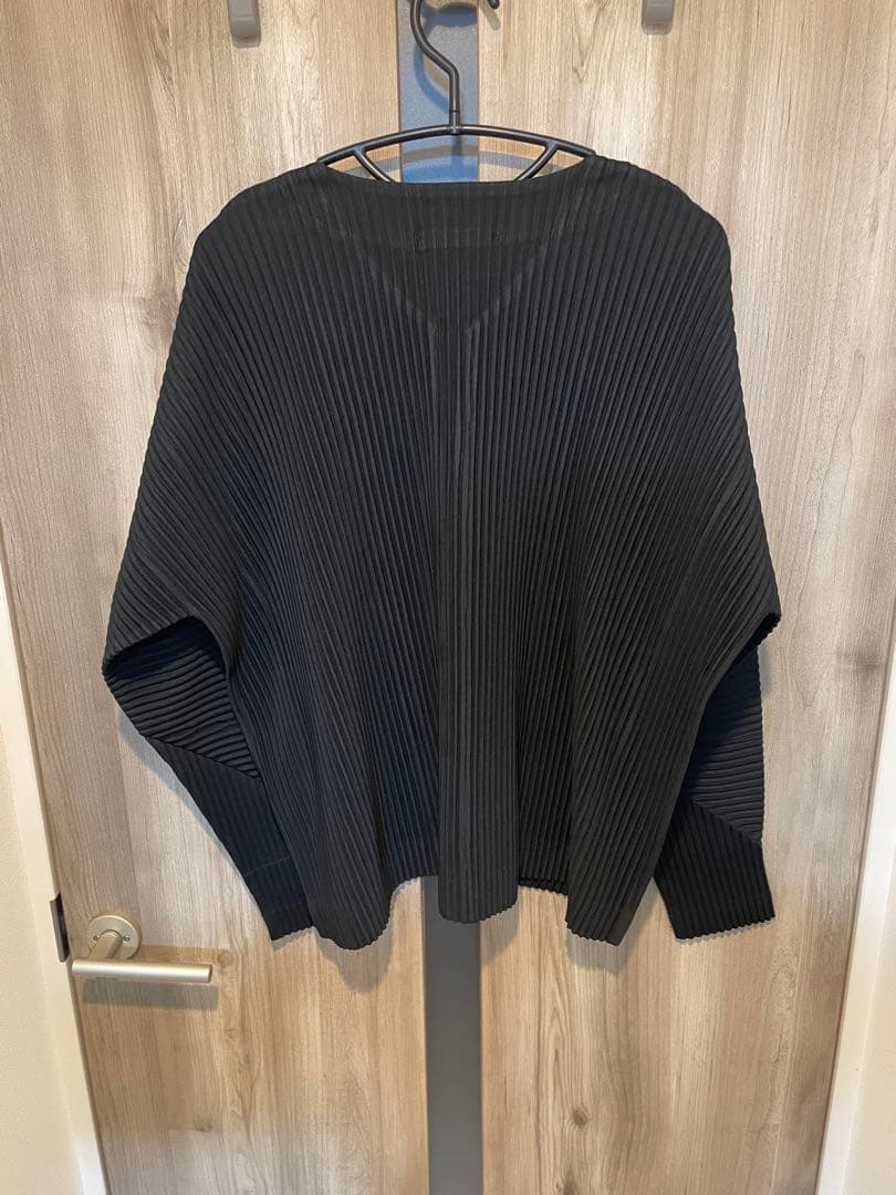 プリーツ ジップカーディガン　黒　サイズ2 オムプリッセイッセイミヤケ