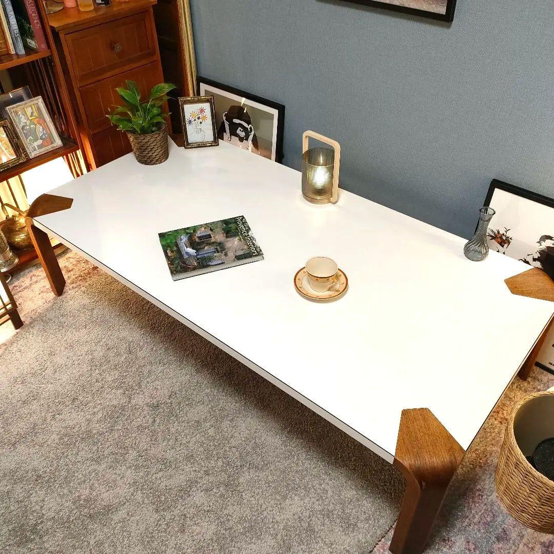 【希少】天童木工 ローテーブル成形合板脚 アントラー 白メラミン天板