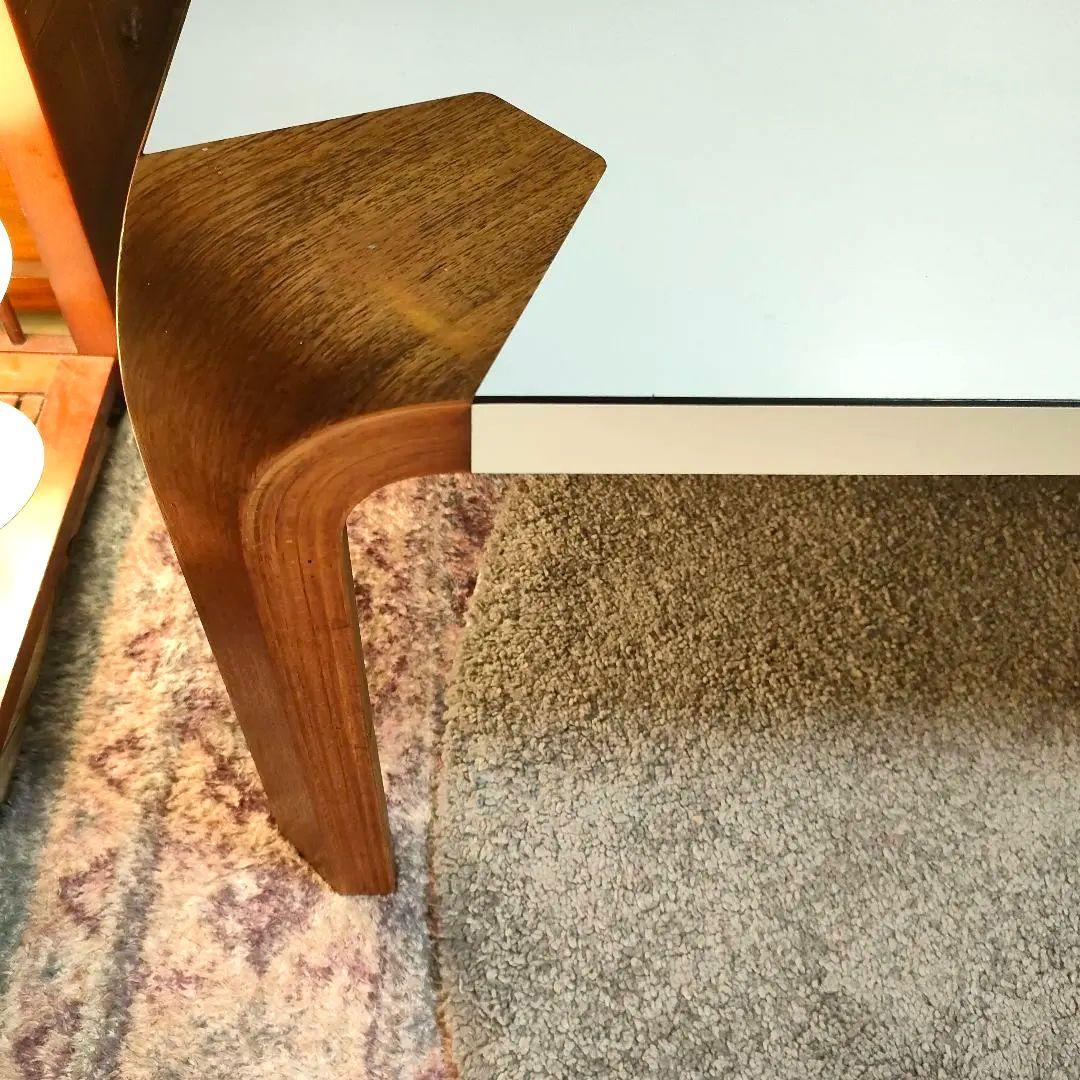 【希少】天童木工 ローテーブル成形合板脚 アントラー 白メラミン天板