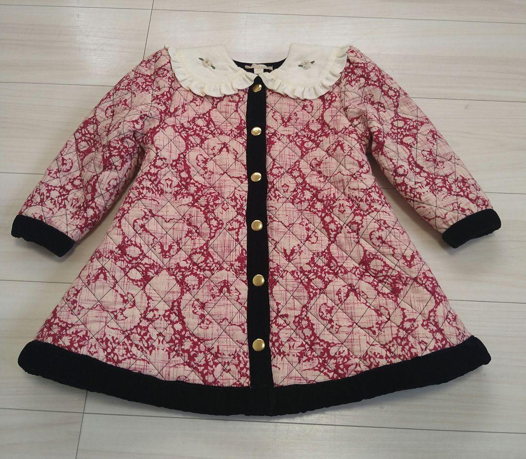 Bonjour diary ベロア キルティングコートドレス2Y