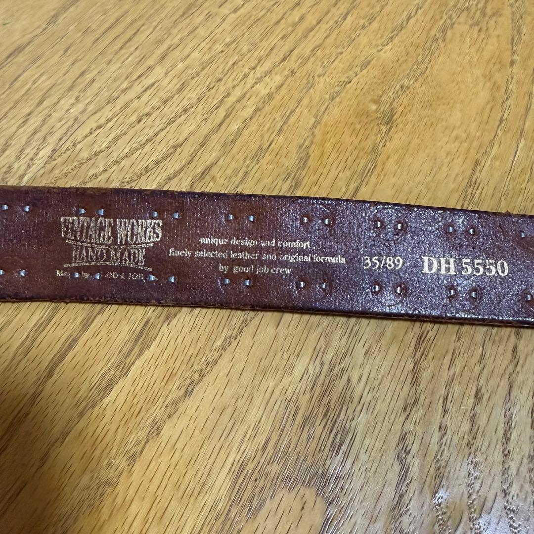 【良品】VINTAGE WORKS レザーベルト スタッズ DH5550ブラウン