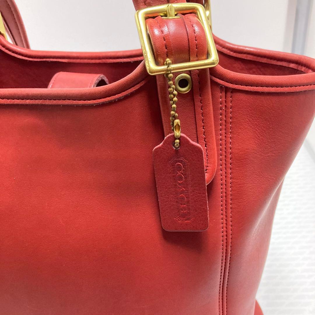 希少色　COACH オールドコーチ　USA トートバッグ　肩掛け　XL 赤