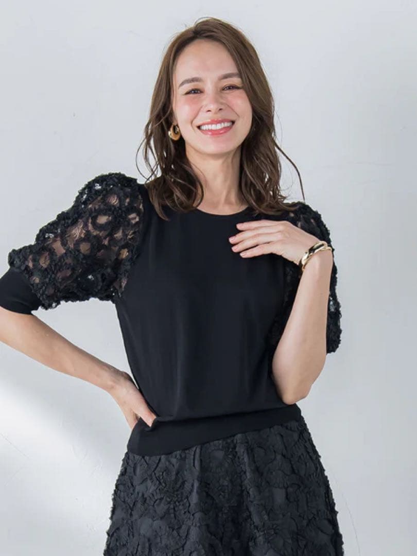 Viaggio Blu ブラック レーススリーブ M