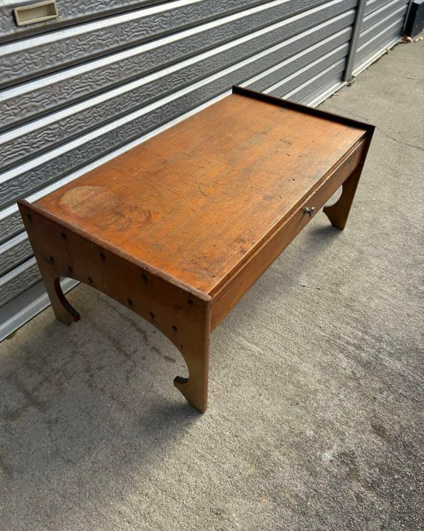 【アンティーク】木製 無垢材 文机 ローテーブル 座卓 昭和レトロ