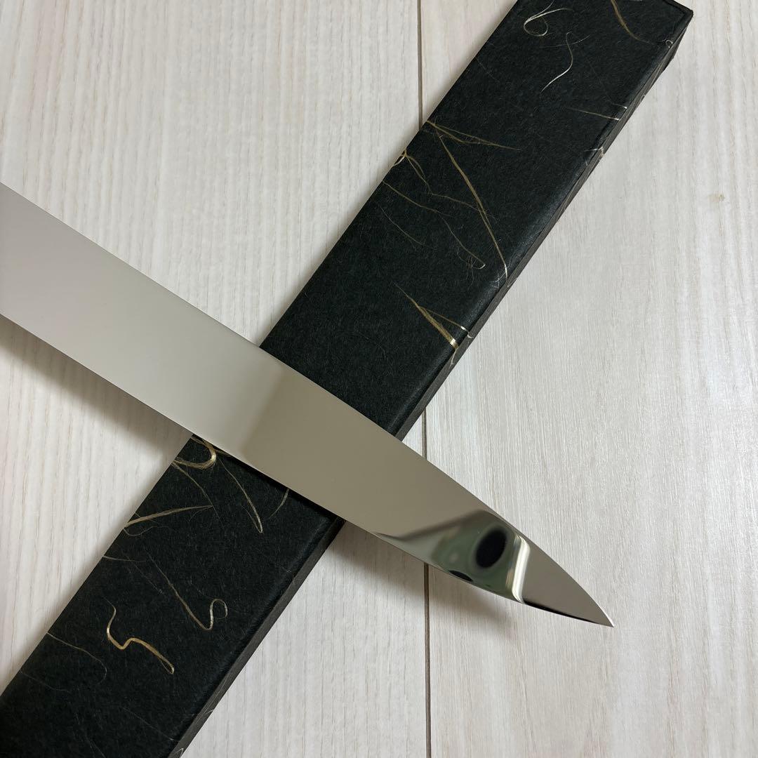 新品　ウルトラ鏡面　ステン本焼V金10号柳刃包丁270mm 高級黒檀白水牛八角柄