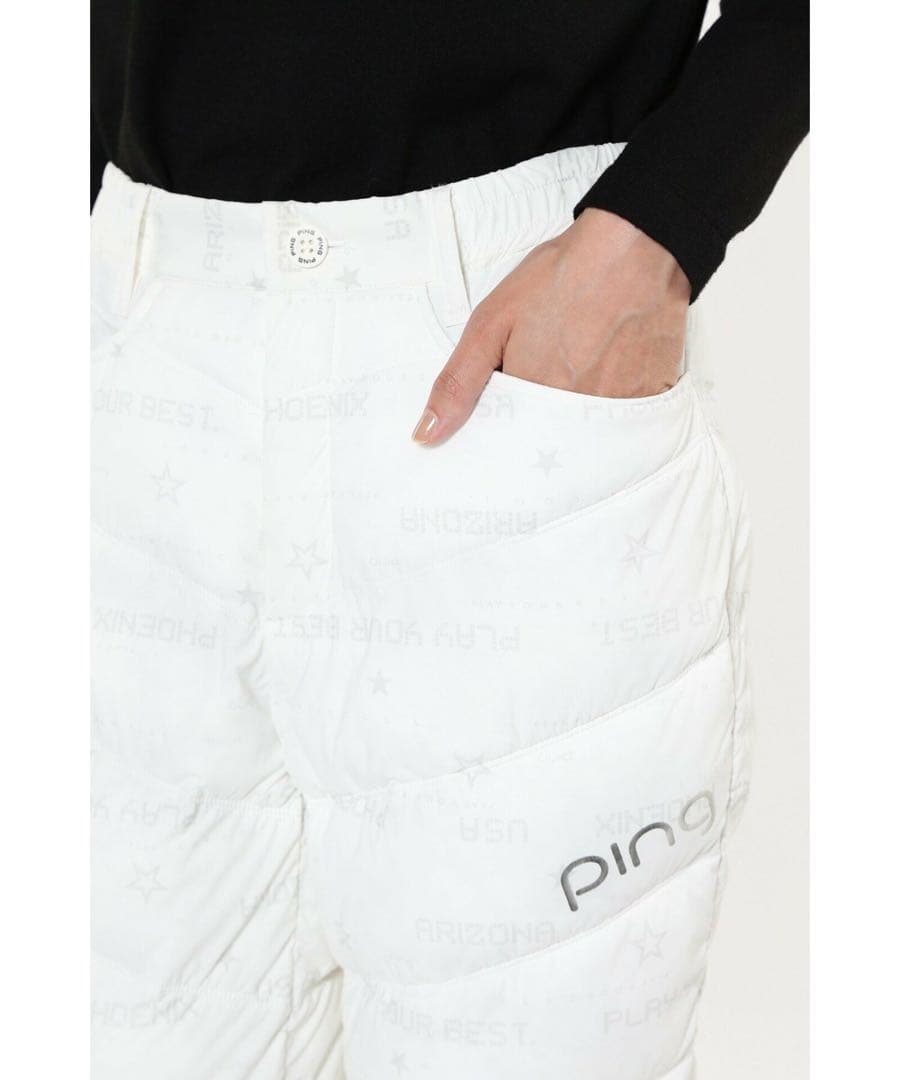 新品上下セットping 防寒レディースホワイトダウンジャケット＆パンツ