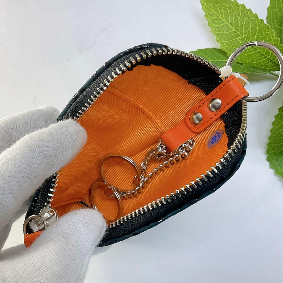 甲州印伝 キーケース【HISOCA】緑×黒漆 鹿革 印傳屋 七宝繋お洒落 新品