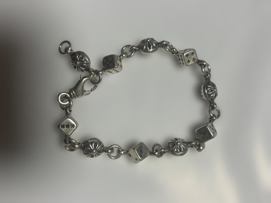 38g！ダイス&クロスボール シルバー925サイコロ　ダイスブレスレット メンズ