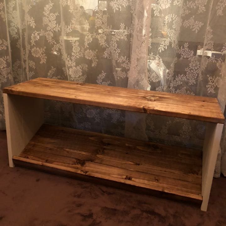 収納ベンチ　斜めver.  ハンドメイド　おもちゃラック　ランドセルラック