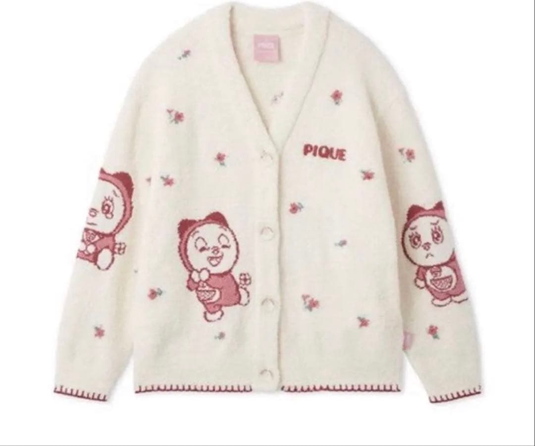 ジェラピケ　ドラミちゃん　ベビモコジャガードカーディガン