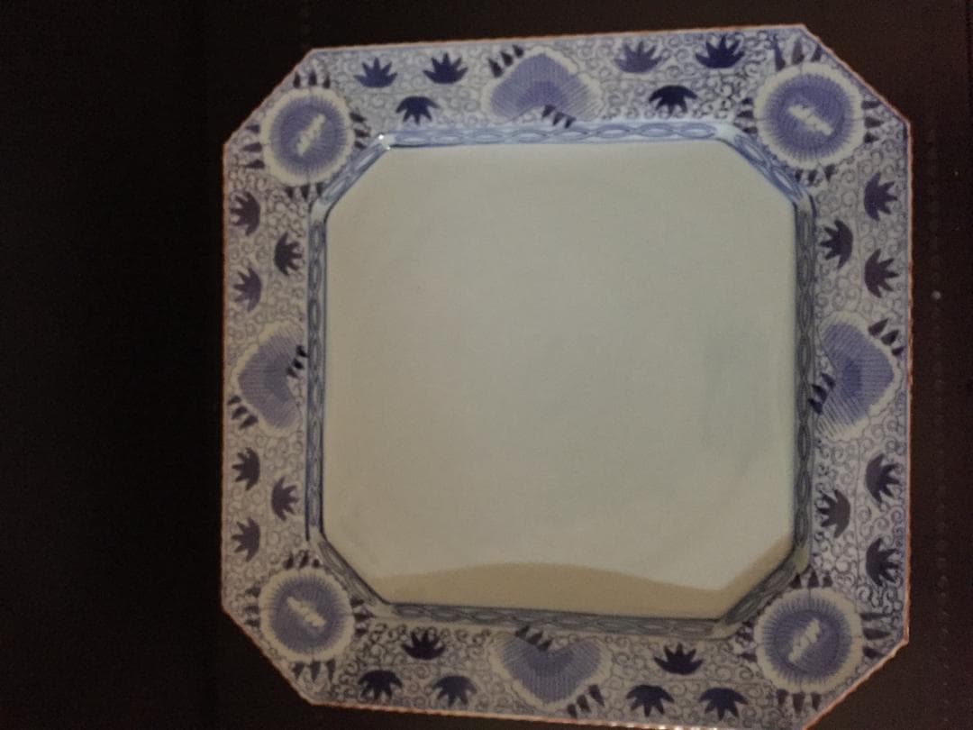 染付花紋盛皿（大）新品未使用　年代物