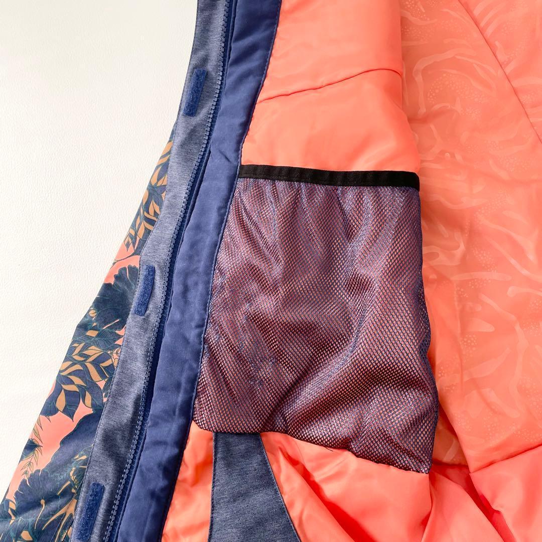 4456 【極美品】ロキシー ROXY ジャケット スノボウェア 花柄 ネイビー