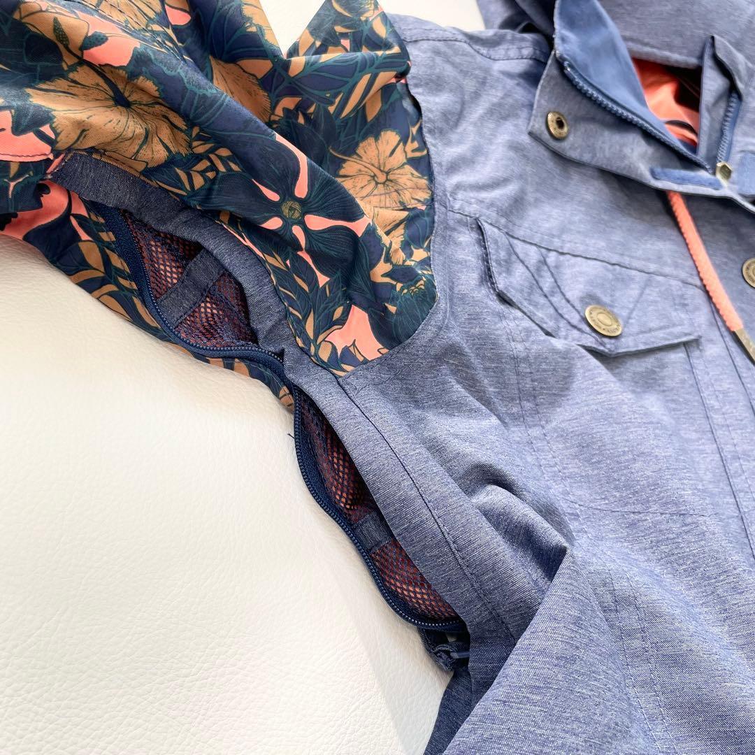 4456 【極美品】ロキシー ROXY ジャケット スノボウェア 花柄 ネイビー