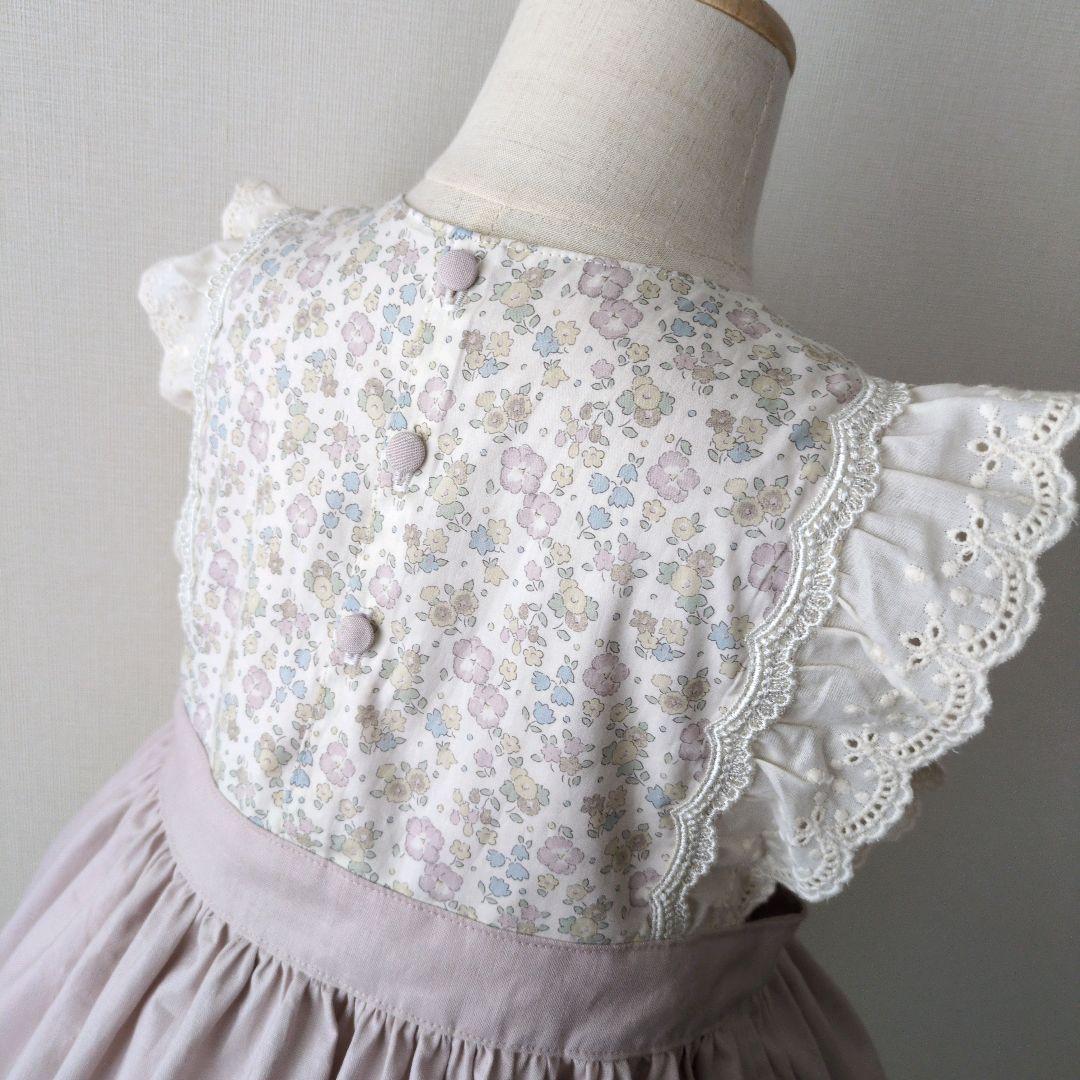 *522 ハンドメイド　ワンピース　ドレス　リバティ アンティーク　110