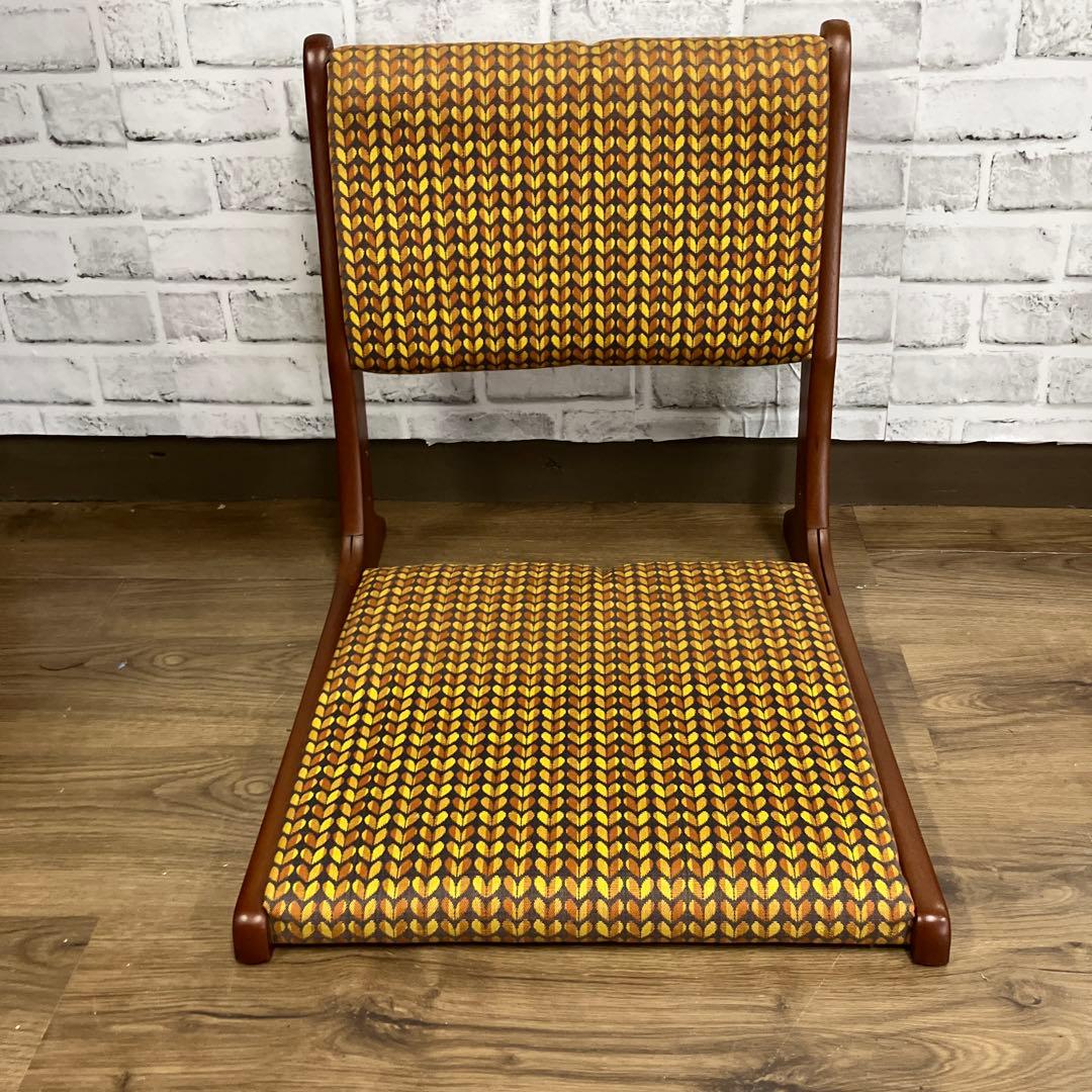 A-2 ②アンティーク レトロポップ 昭和レトロ 折り畳み座椅子 幾何学模様