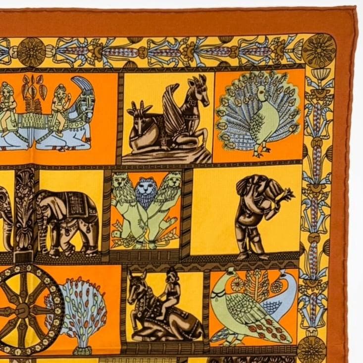 HERMES エルメス カレ45 塔門 スカーフ ガヴロッシュ タグなし 美品