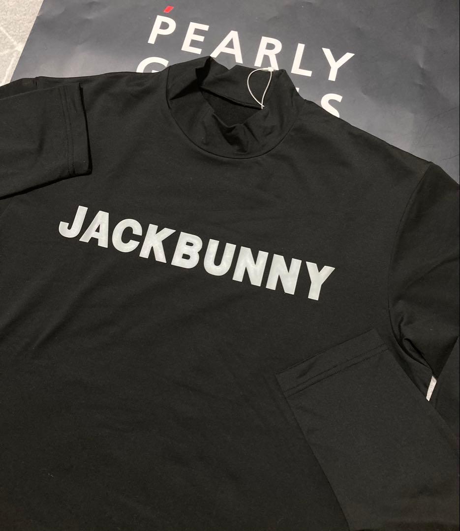 新品 パーリーゲイツ ジャックバニー 起毛ベア天 モックネックシャツ(5)L/黒