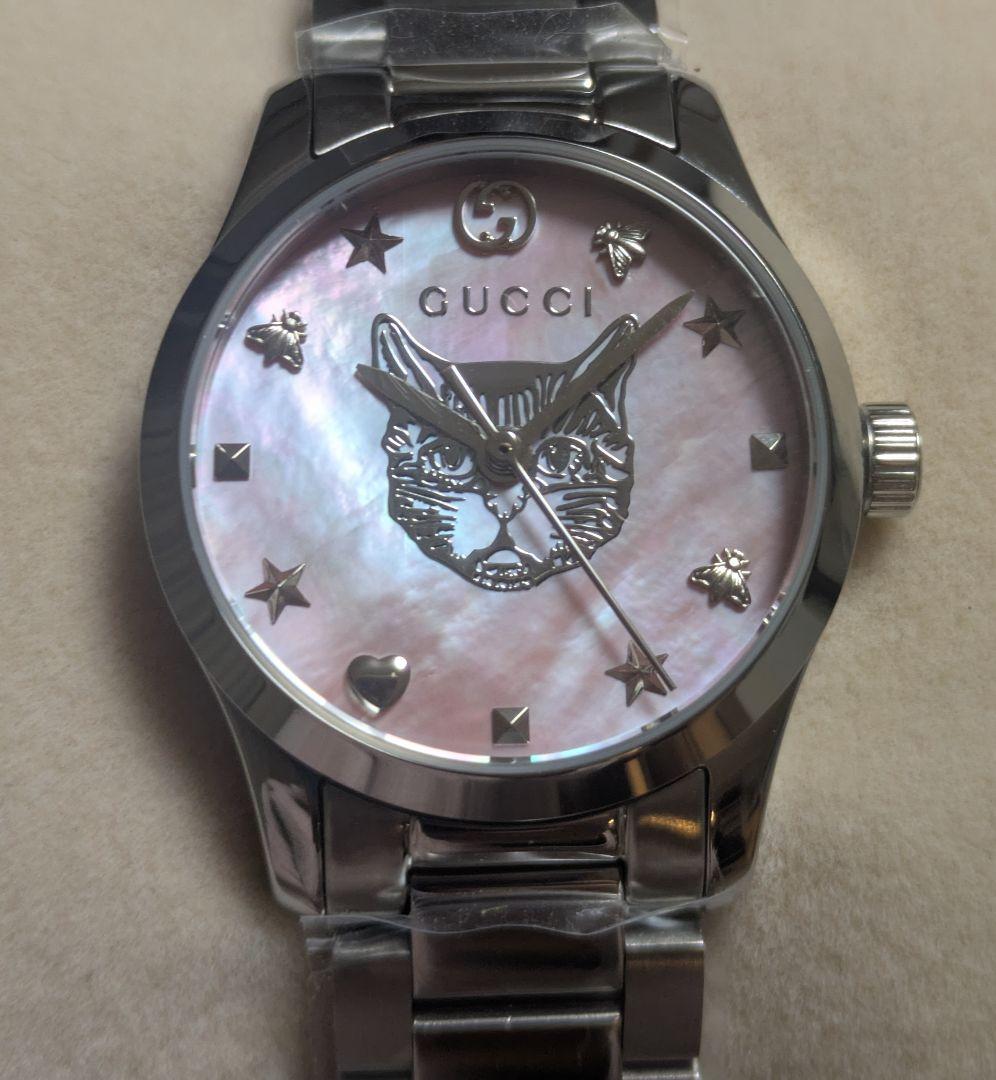新品未使用　GUCCI　ウォッチ　YA1265013　キャット　27ミリ　ピンク