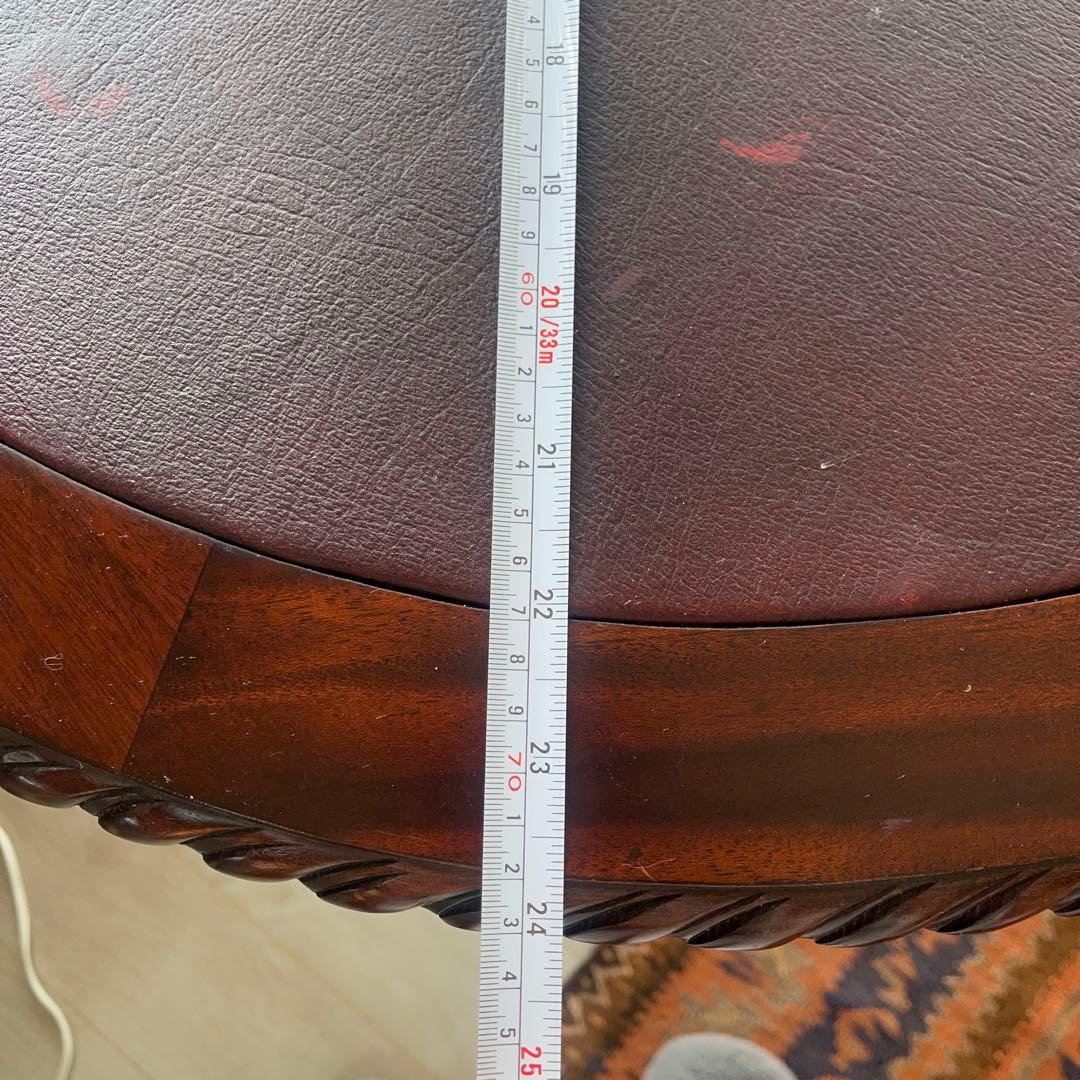 ダークブラウン 円形テーブル 引き出し付き