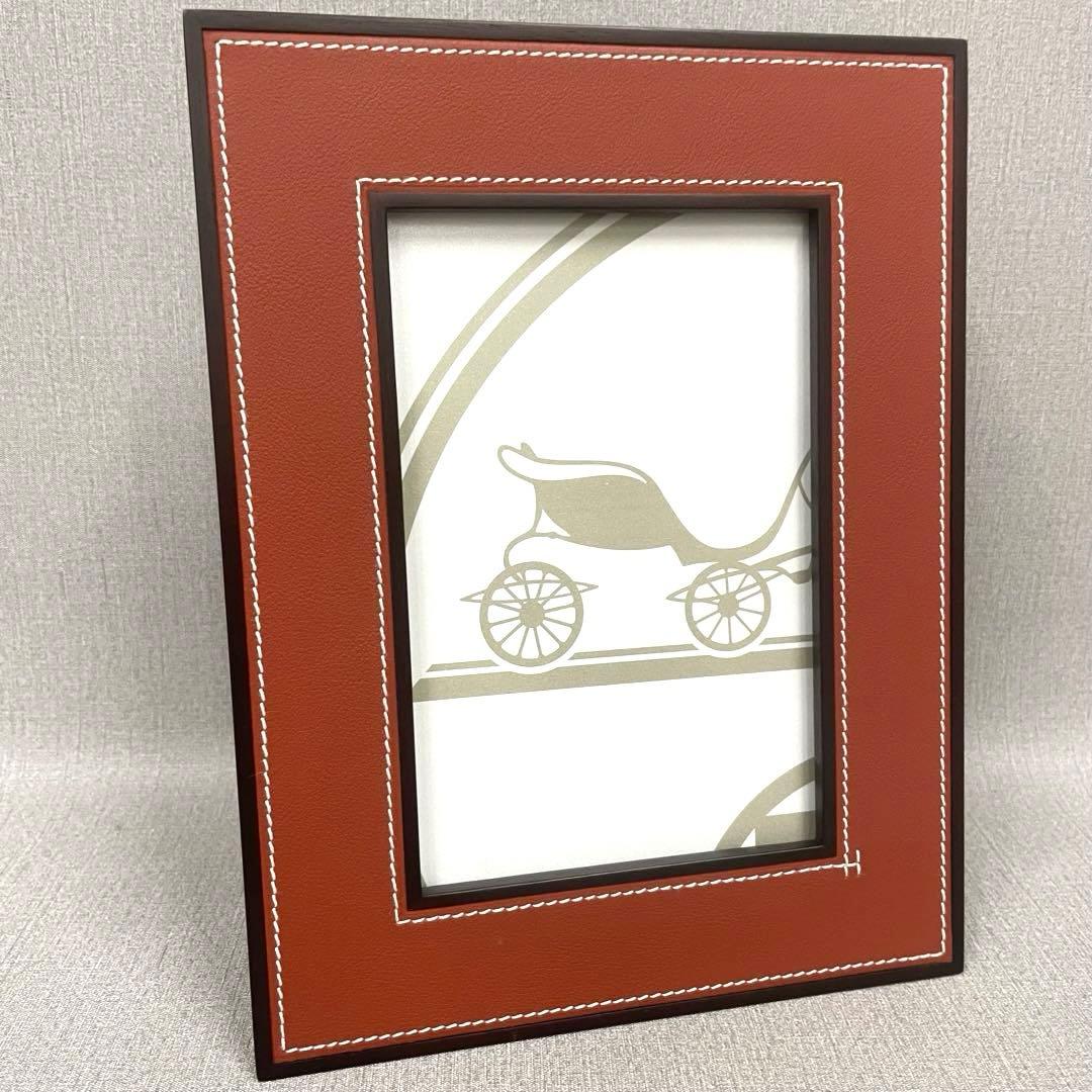 【H】Hermes エルメス レザー×ウッド フォトフレーム プレイヤード