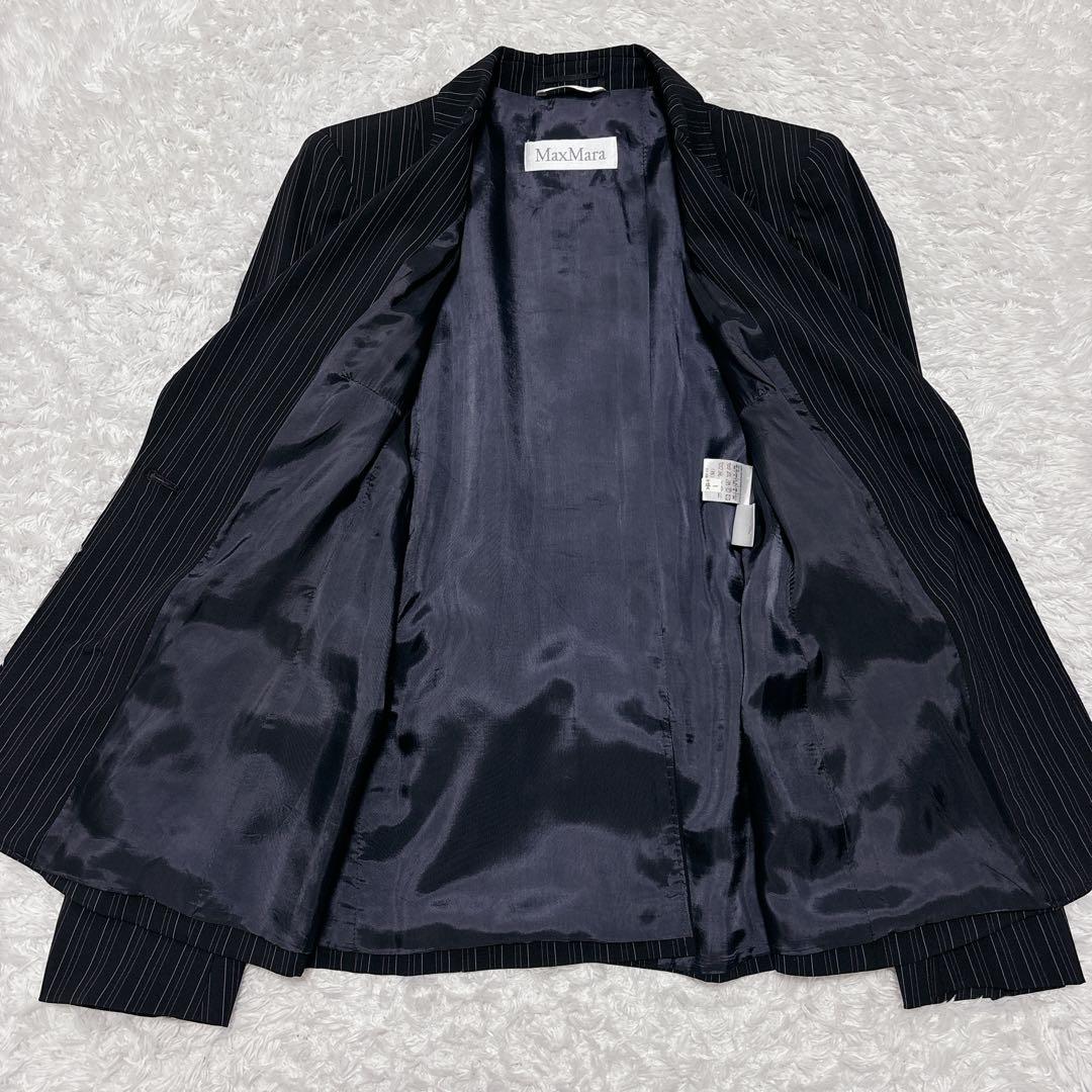 白タグ✨MaxMara マックスマーラ パンツスーツ ピンストライプ 黒 38