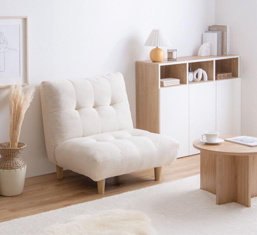 【アイボリー】ソファ 1人掛け 1人用 コンパクト ファブリック 1人掛けソファ