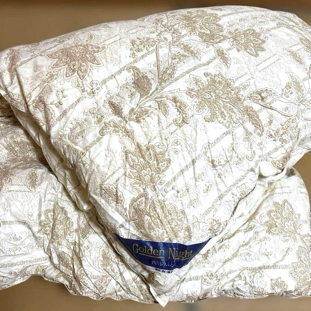 【美品】西川産業 羽毛掛け布団　Golden Night シングル