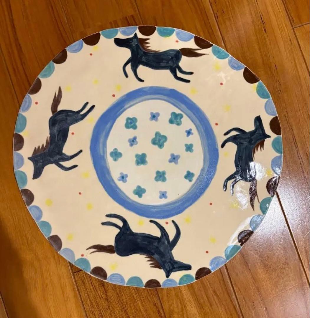 馬の絵付け 大皿｜手びねりの一点もの 陶器皿