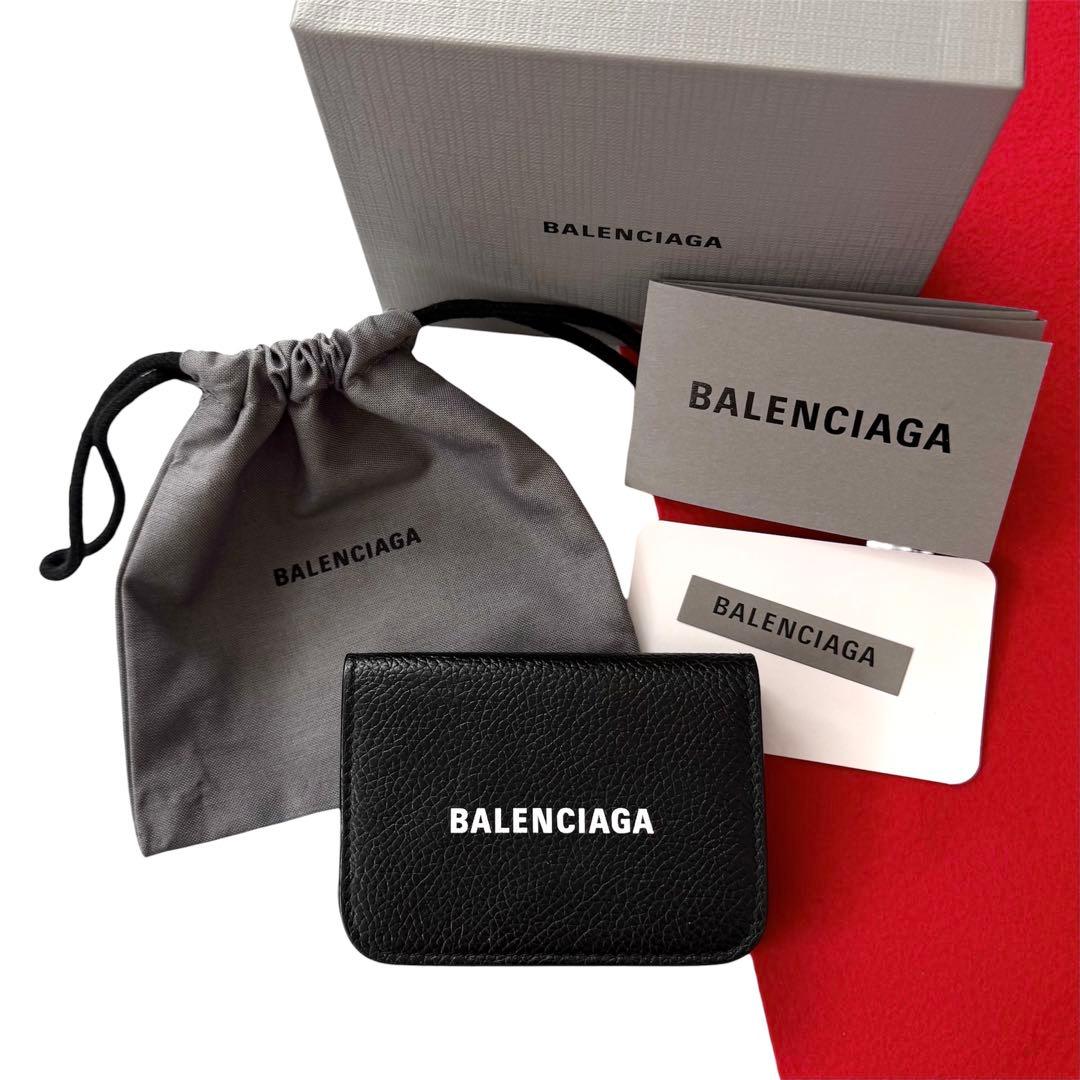 極美品✨ BALENCIAGAバレンシアガ三つ折り財布593813黒ブラック