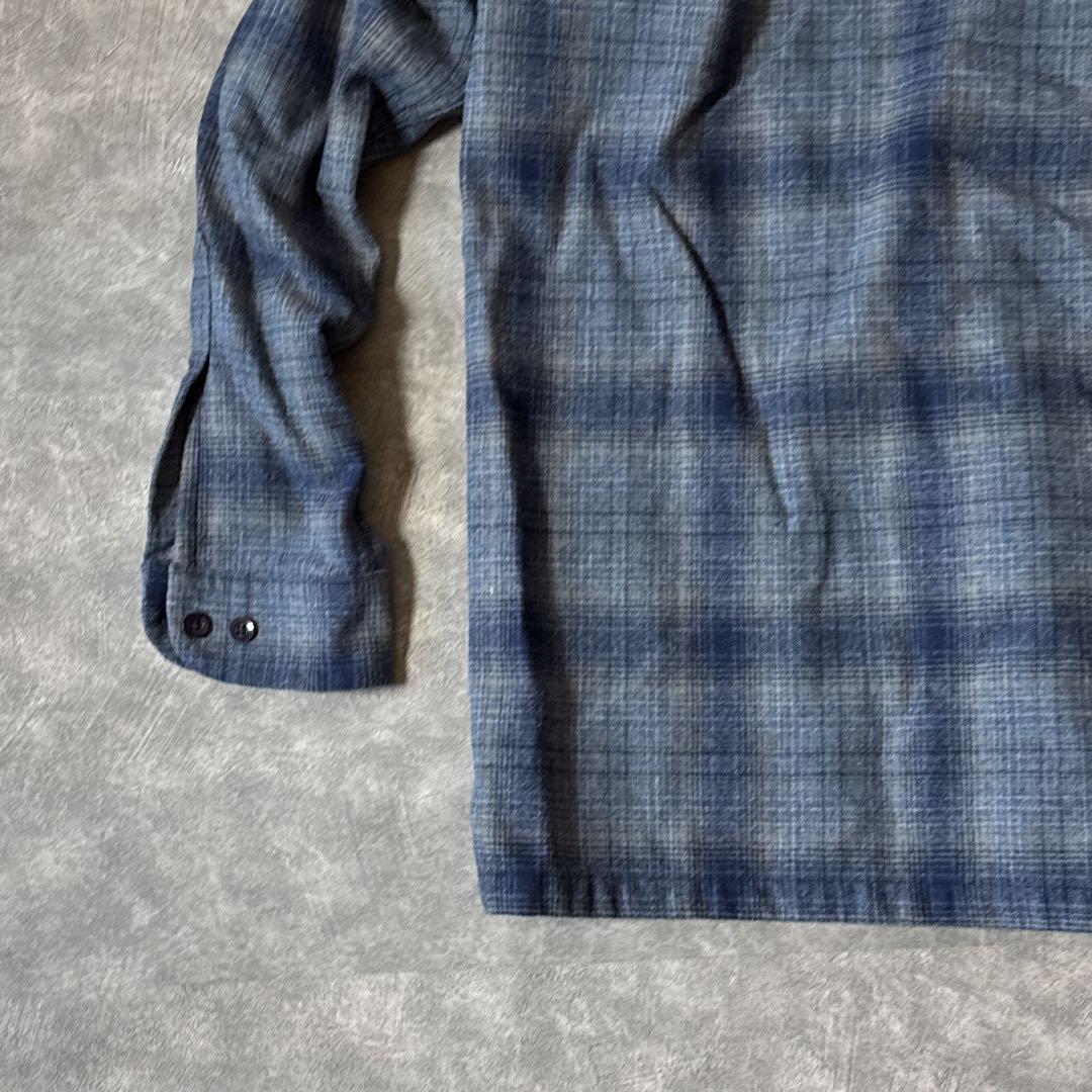 や*ず様 ペンドルトン ボードシャツ L ウール チェック ブルー グレー　メン
