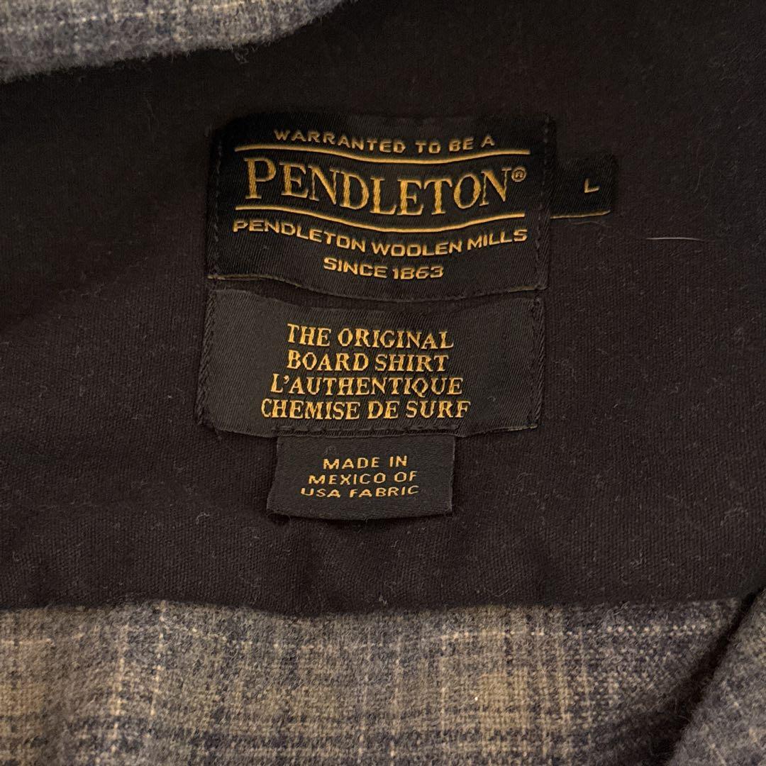 や*ず様 ペンドルトン ボードシャツ L ウール チェック ブルー グレー　メン